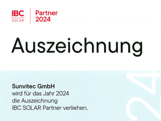 Sunvitec GmbH erhält Auszeichnung als IBC SOLAR Partner 2024